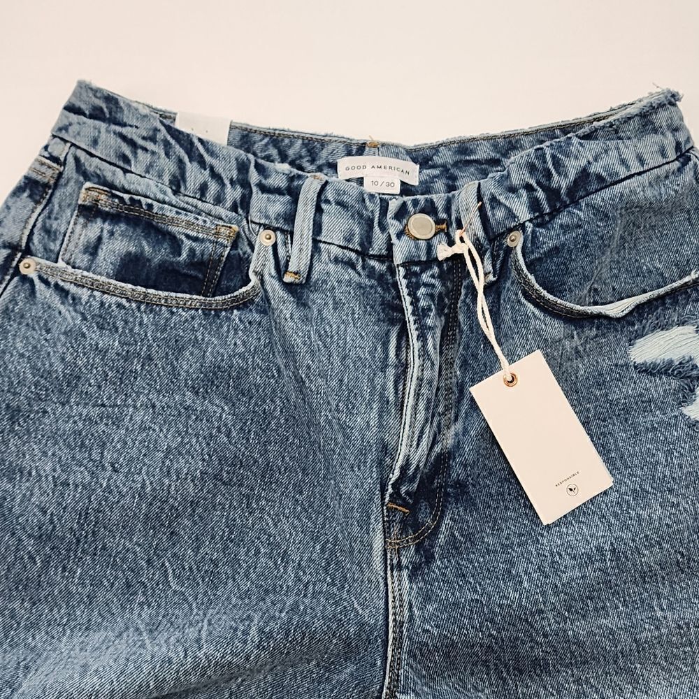 Good American 6, 10, 14, 18 Good 90s Duster High Rise Straight Leg Jeans Blue950 - Picture 12 of 16
